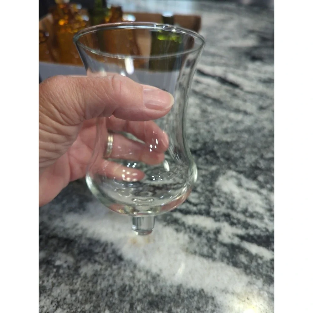 Vintage Homco Home Interiors Clear Glass Bell Shaped Candle Cup With Peg